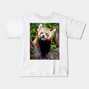 Cute and Colorful Red Panda Painting by Robert Phelps Kids T-Shirt